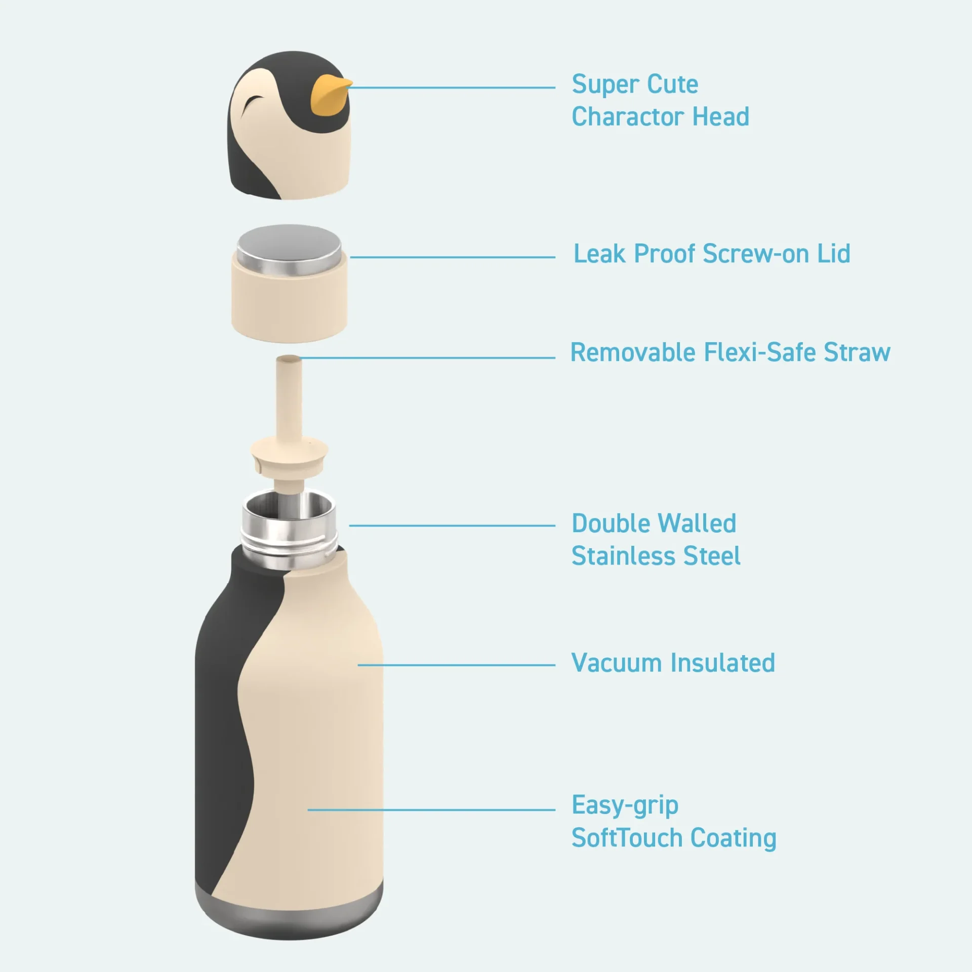 Arlo il Pinguino – Borraccia 500 ml - immagine 2